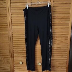 Neiman Marcus Exclusive Black Cheetah Print Stripes Elastic Waist Track Pants XL